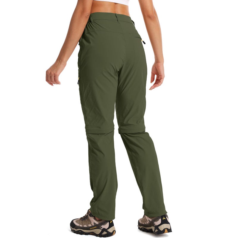 Toomett Hiking Pants Womens Convertible Quick Dry Zip Off Stretch Lightweight Outdoor UPF 50 Fishing Safari Pants Capri Zipper Pockets, 4409,Army Green,12 - Image 2